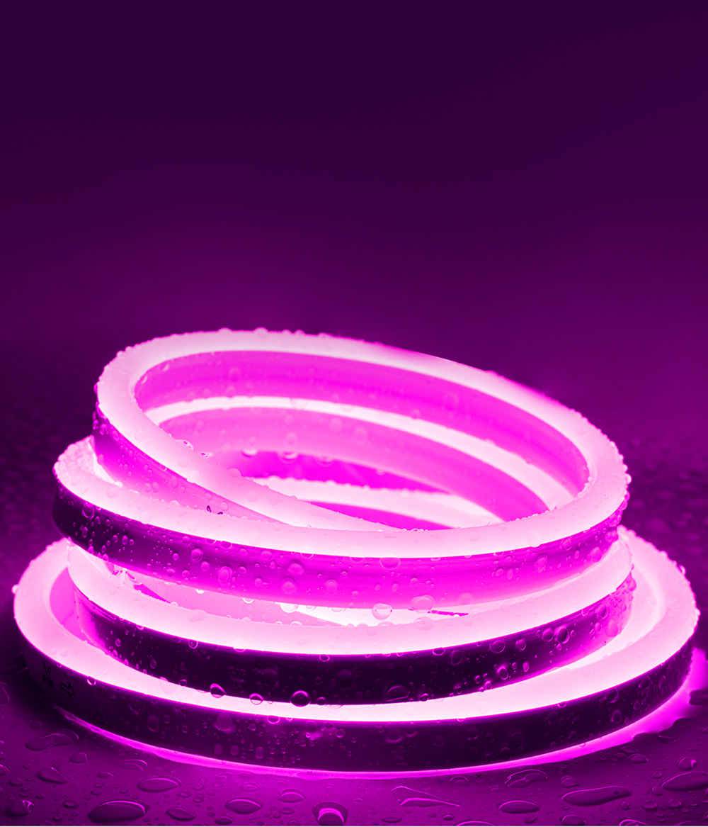 110V-120V Pink Neon LED Rope Light - 8mmX16mm,Commercial Grade, IP65, 6 Watts/M -Cuttable, dimmable, could be hardwired ETL Listed- Plug and Play - Lumens Depot