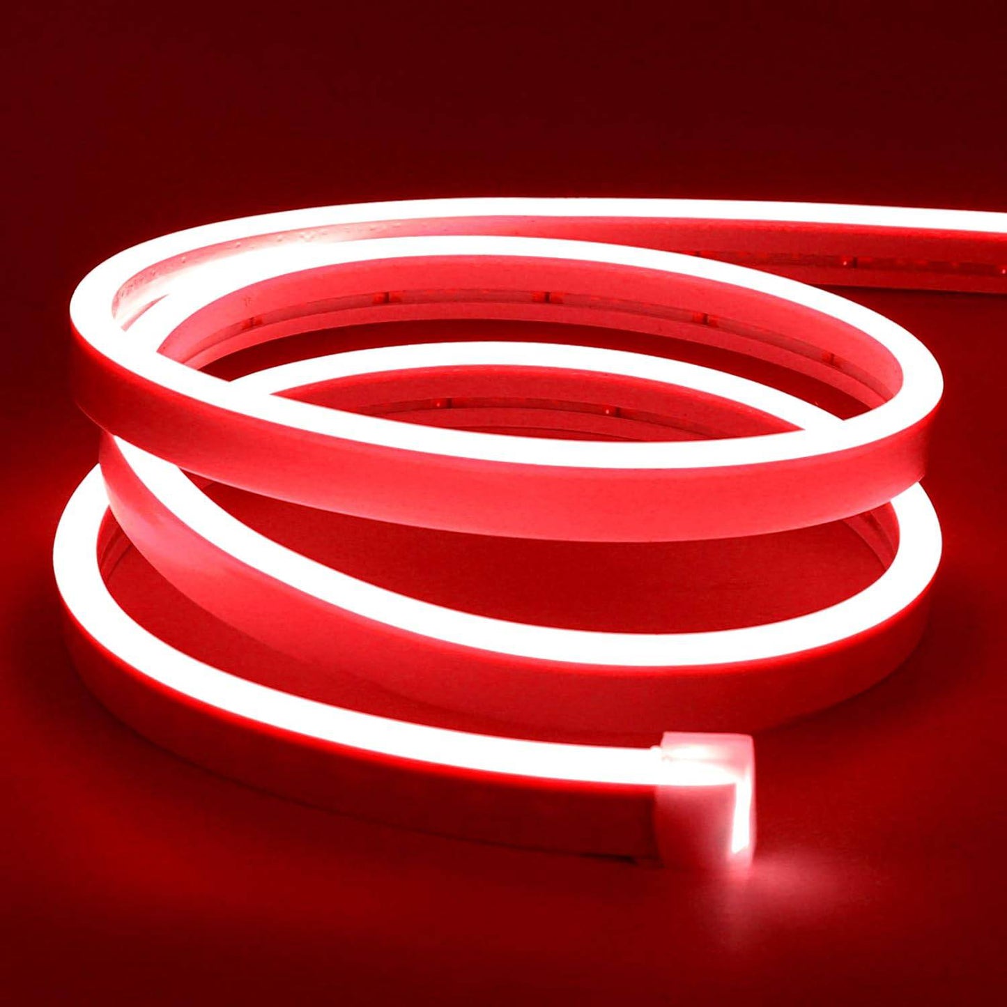 110V-120V Red Neon LED Rope Light - 8mmX16mm,Commercial Grade, IP65, 6 Watts/M -Cuttable, dimmable, could be hardwired ETL Listed- Plug and Play - Lumens Depot