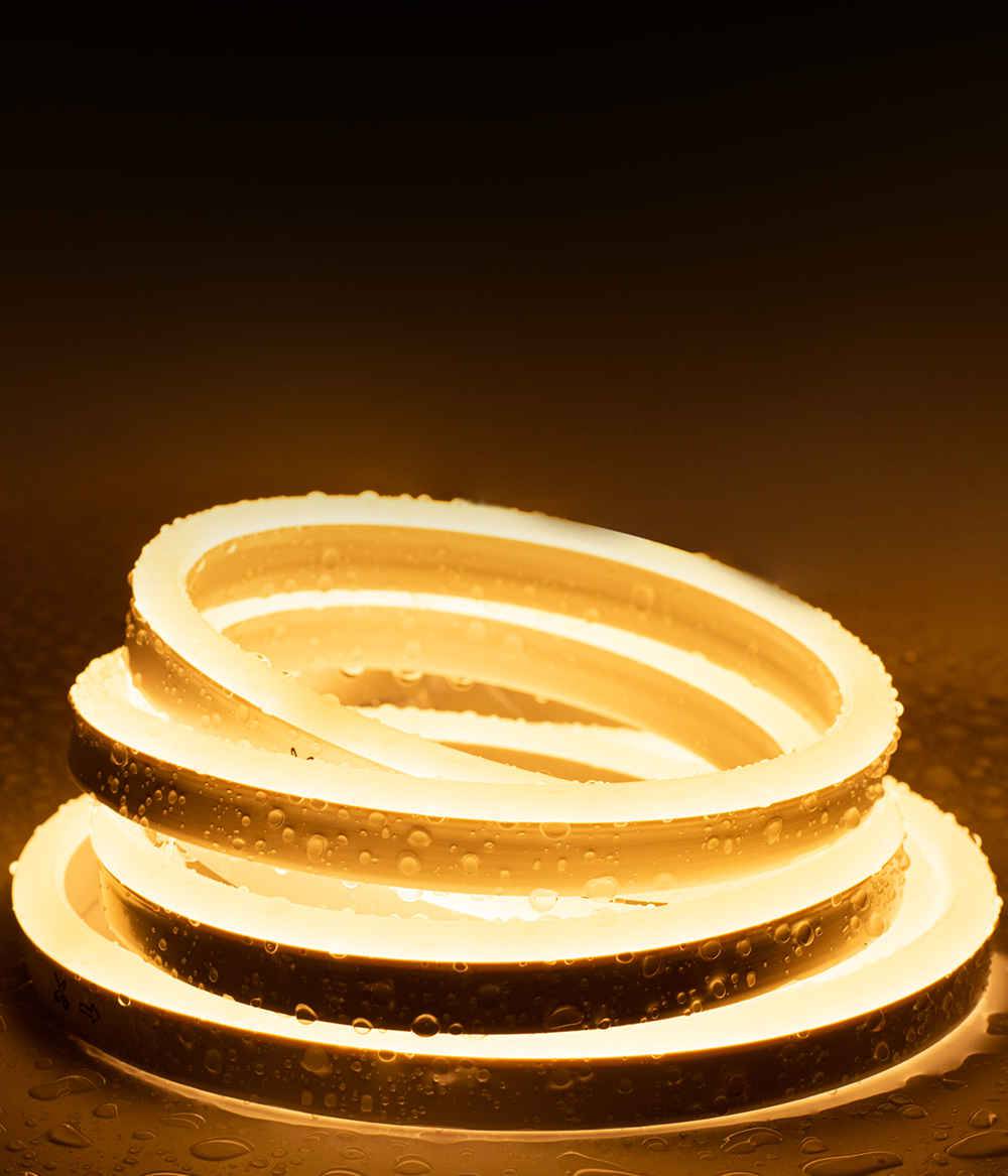 110V-120V Warm White (2600K)Neon LED Rope Light - 8mmX16mm,Commercial Grade, IP65, 189 LM/M -Cuttable, dimmable - Plug and Play And Hardwired - Lumens Depot