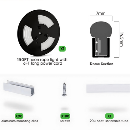 110-130V Warm White LED Neon Rope Light -3000K- 7mm x 14.5mm-7W/Meter and 220LM/W -Dimmable, Flexible, IP65 Waterproof, Cuttable for Home & Commercial Use - Lumens Depot