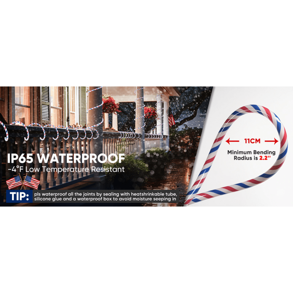 110V Red, White, and Blue Patriotic Rope Light - 11000K LED - Lumens Depot