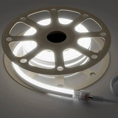 110-120V Cool White LED Neon Rope Light -6300K-8mm x 16mm-6.5W/Meter and 226LM/W -Dimmable, Flexible, IP65 Waterproof, Cuttable for Home & Commercial Use - Lumens Depot