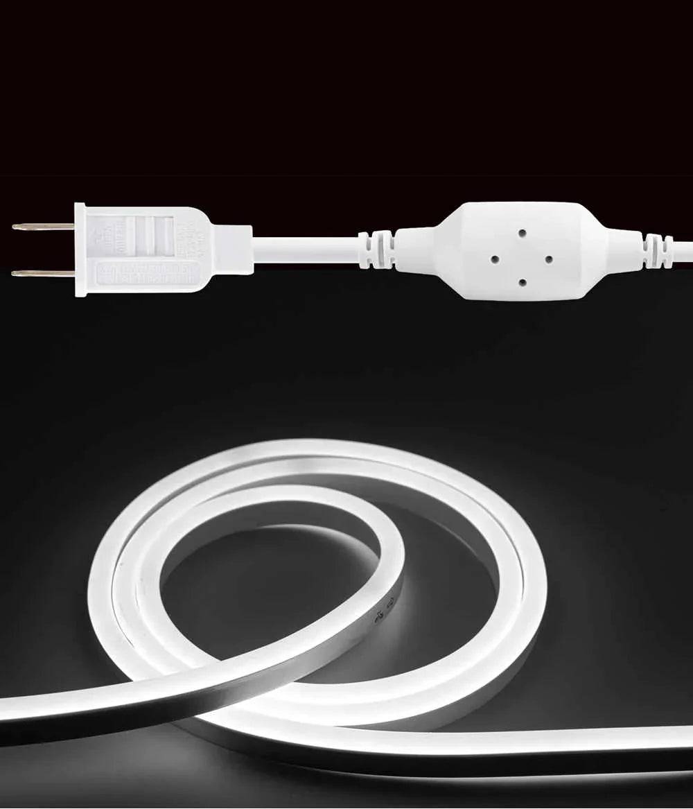 110V-120V Neutral White (4500K) Neon LED Rope Light - 8mmX16mm,Commercial Grade, IP65, 189Lm/meter -Cuttable, Dimmable- Plug and Play and Hardwire - Lumens Depot