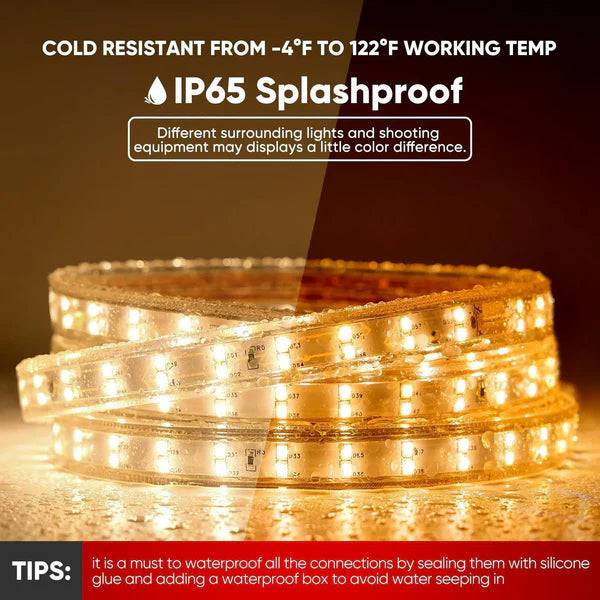110V Super Bright Double Row LED Strip, Warm White 2800K, 510 Lumens/M - Lumens Depot