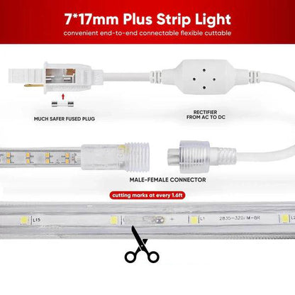 110V Super Bright Double Row LED Strip, Warm White 2800K, 510 Lumens/M - Lumens Depot
