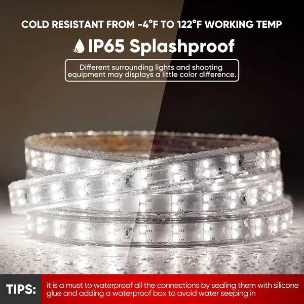 110V Super Bright Double Row LED Strip, Cool White 6000K, 510 Lumens per Meter - Lumens Depot