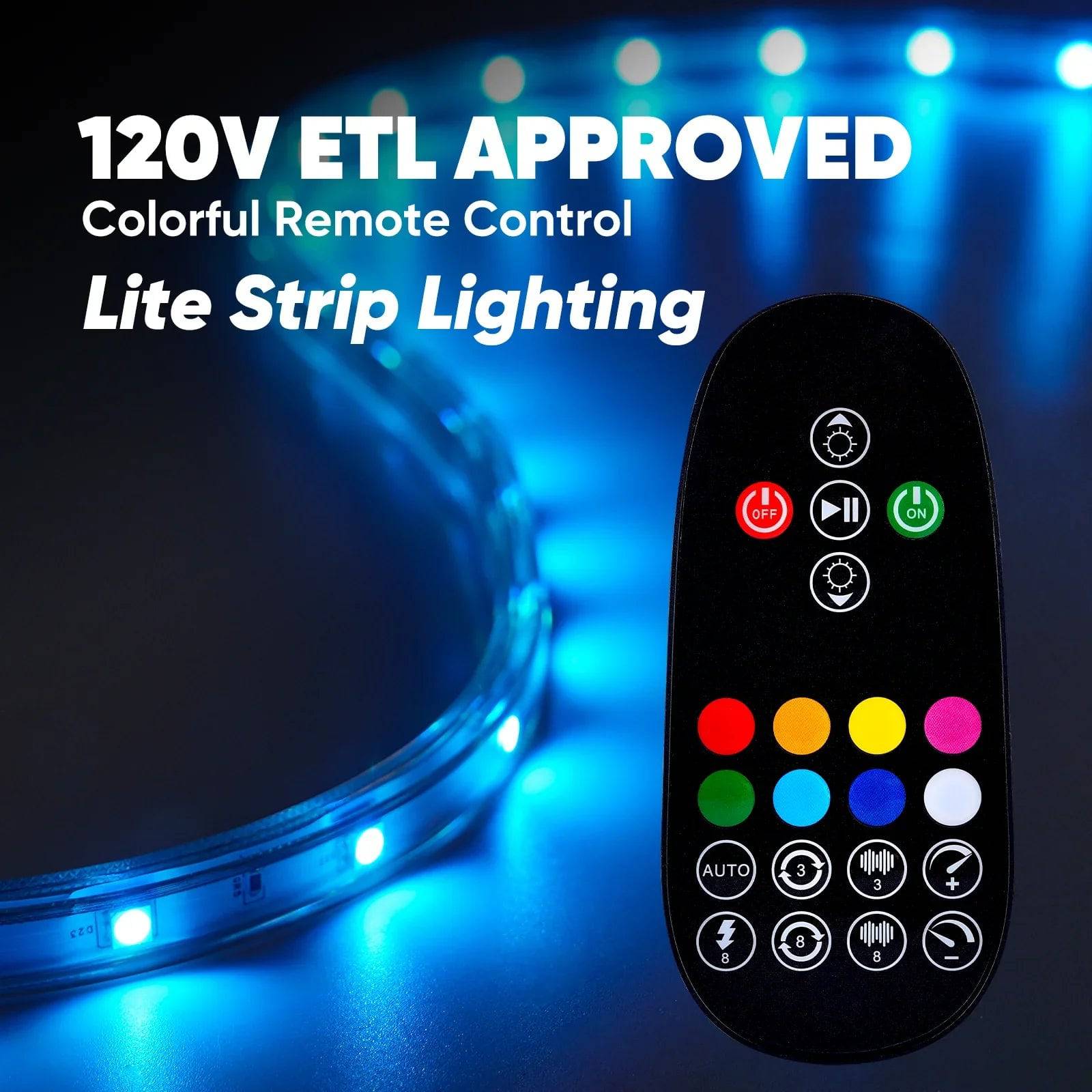 120V Dimmable RGB LED Strip Light - Soft Ambient Lighting for Bedroom, Kitchen, Home Decor - 180 Lumens - Lumens Depot