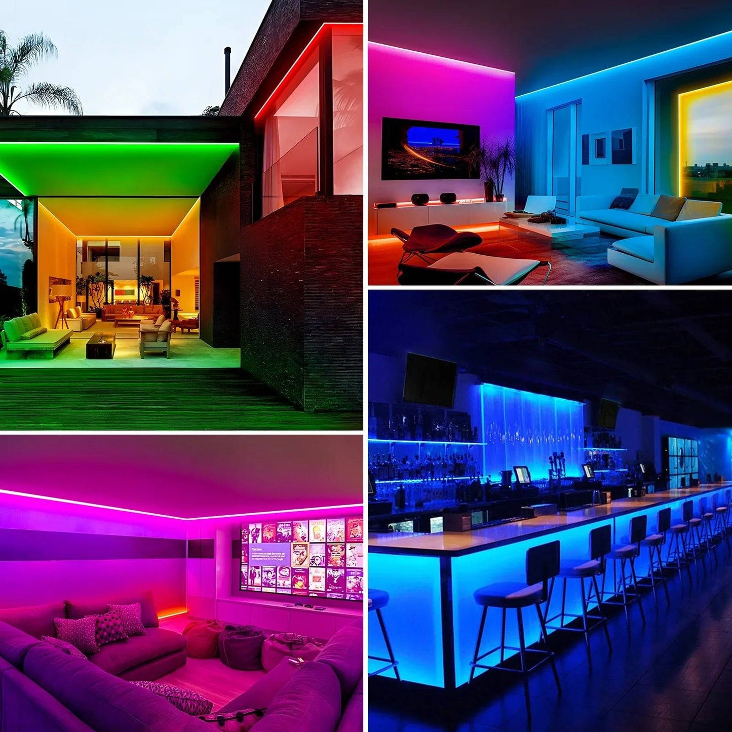 120V Dimmable RGB LED Strip Light - Soft Ambient Lighting for Bedroom, Kitchen, Home Decor - 180 Lumens - Lumens Depot