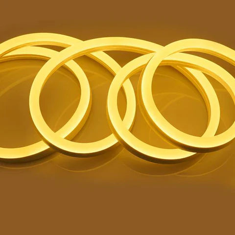 LED Neon Rope Light - 50Ft - 120V - 3000K Yellow - 164W - Waterproof IP67 - ETL Listed - Includes Clips & Connectors - Lumens Depot