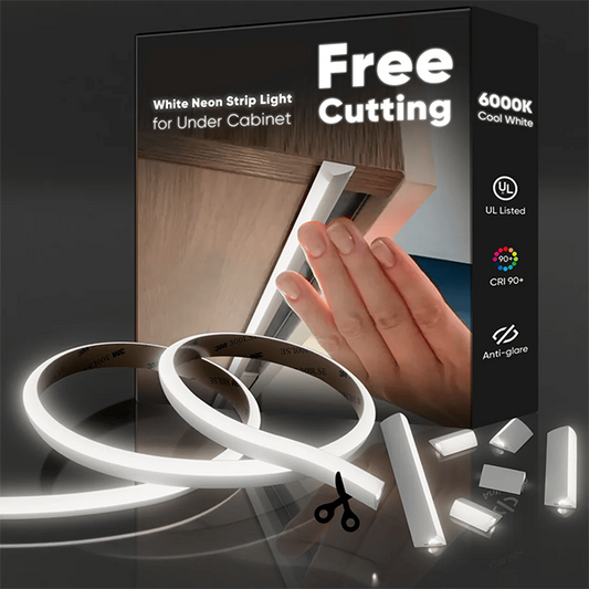 24V Anti-Glare Bright Cozy Under Cabinet LED Strip Free Cut 6000K Cool White - White Shell - Lumens Depot