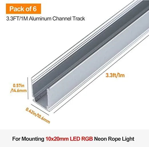 3.3ft Track Channel for 110V RGB Neon-ECO – 10x20mm Neon Rope Light
