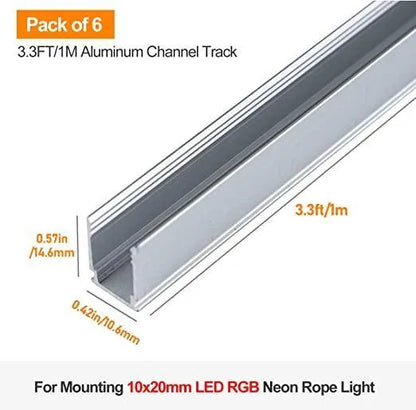 3.3ft Track Channel for 110V RGB Neon-ECO – 10x20mm Neon Rope Light